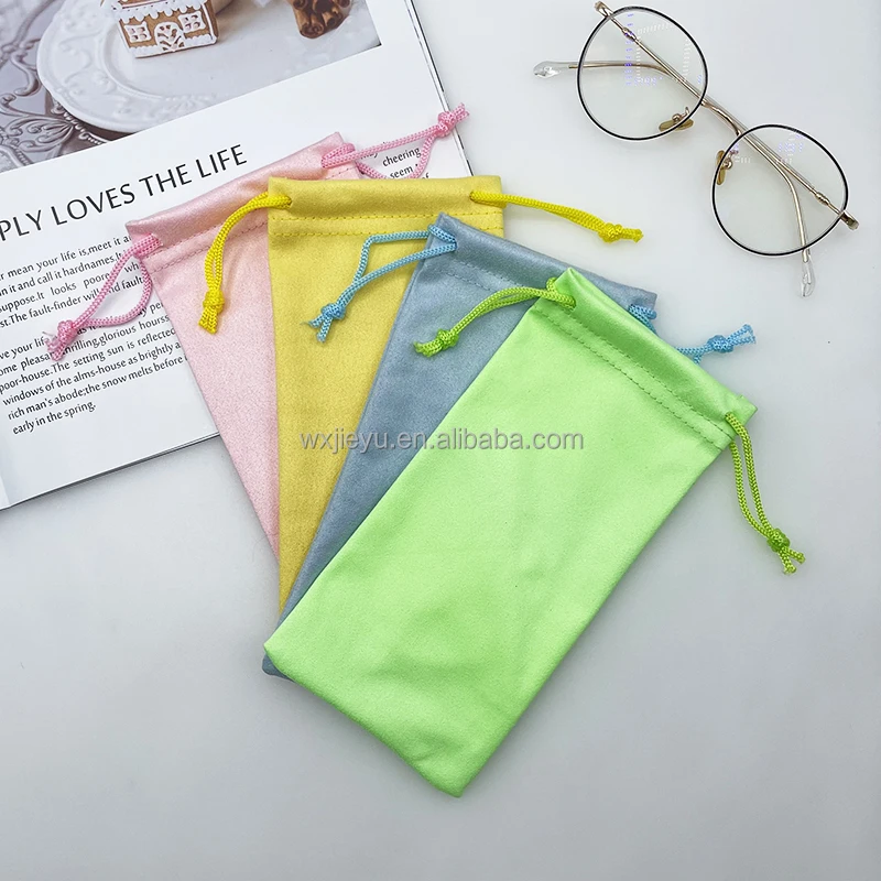 2023 popular microfiber drawstring glasses pouch glasses microfiber bag leather glasses pouch