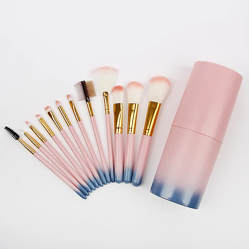 Professional custom 12pc beauty tools soft makeup cosmetic brush set with holder
