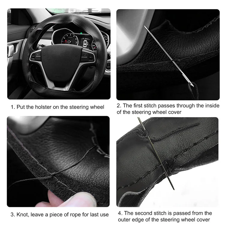 
Universal DIY Hand Stitching Car Steering Wheel Cover Fiber Leather Steering Wheel Protector Cover 