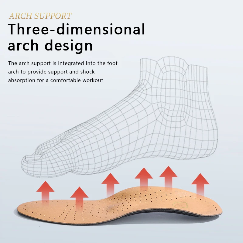 1Pair Leather Orthopedic Insoles Arch Support Insole Flat Feet Plantar Fasciitis Shoe Pads Quality Leather Deodorising Shoe Sole