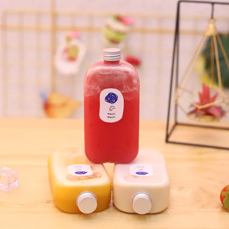 
rectangle shape hot sell 6oz 500ml plastic juice bottles thai tea bubble tea milk bottles 