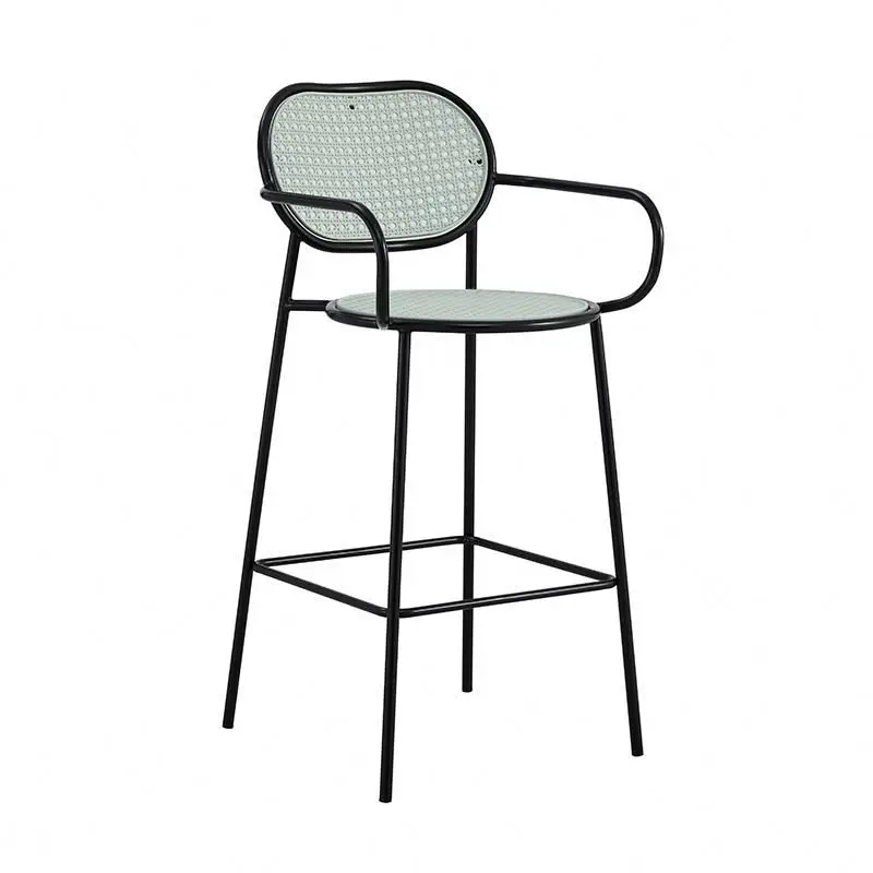 Casino Small Space Lounge Ergonomic Stackable Best Selling Restaurant Rattan High Metal Bar Stool Chairs