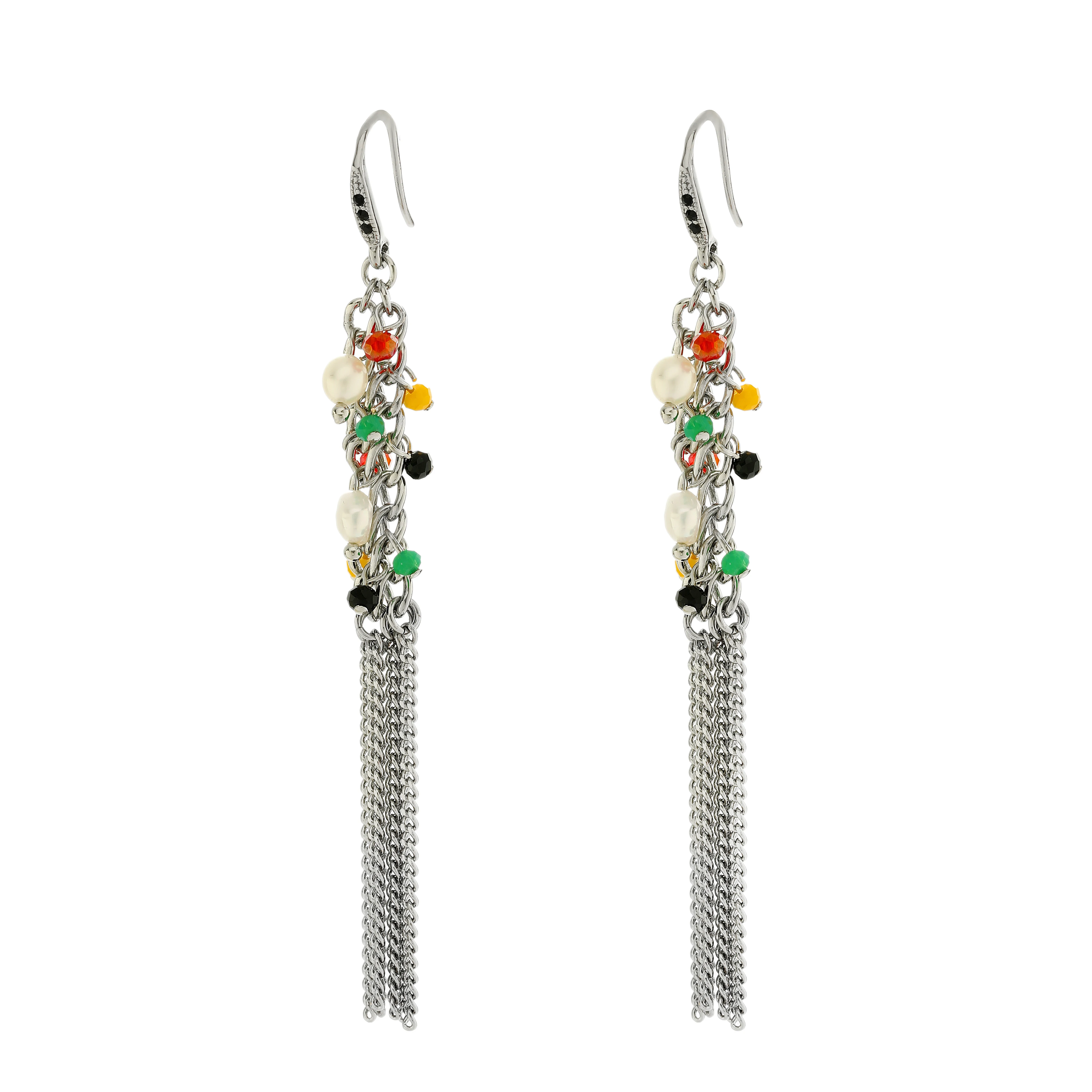 Simple and Fashionable Tassel Ear Hook  for women Bohemian Ethnic Style Pearl Glass Jewelry Earrings