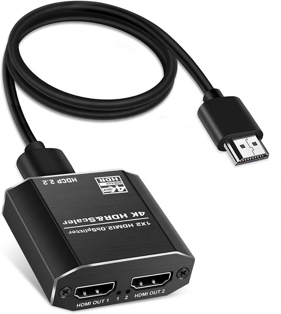 
HDMI отображает разветвитель 4K @ 60 Гц HDMI 1 в 2 выхода с видеозаписью и аудио 