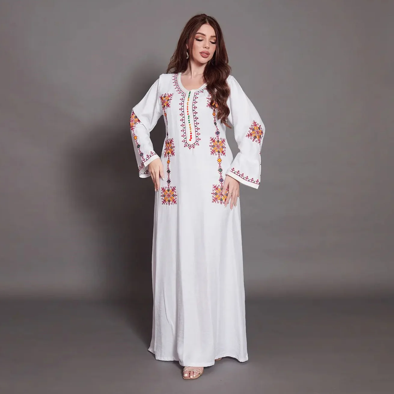 2853 Kuwii Ramadan Eid Abaya Dubai Turkey Muslim Dress Islam Clothing Maxi Dresses Djellaba Jalabiya Kaftan for Women Dubai