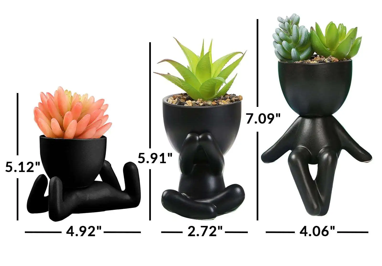Cute Cartoon Body Art Flower Pot Ceramic Vase Planter Desktop Ornaments Home Decor Garden Pot Succulent Plant Pot
