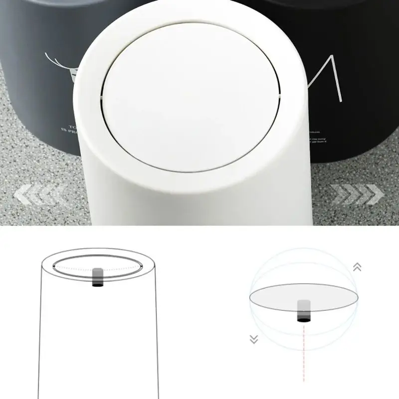 Garbage Bin Dust Bin Plastic Storage Bucket Home Office Kitchen Bathroom Waste Bin Plastic Round Trash Can With Swing Lid