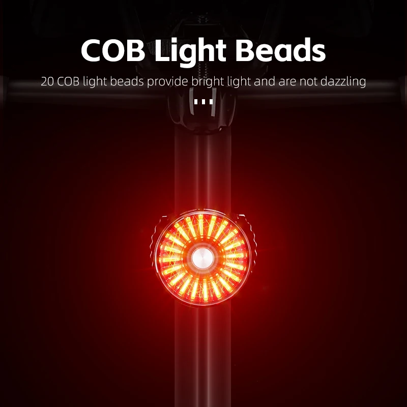 WEST BIKING Rechargeable Adjustable Intelligent Led Cycling Bicycle Decoration Light Night Riding Outdoor Flash Warning Lights