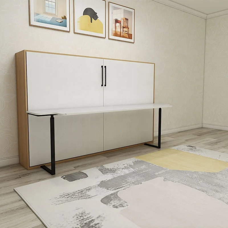 Умная Современная экономичная газовая поршневая система OEM Design горизонтальный Наклонный Шкаф Складные Настенные кровати со столом