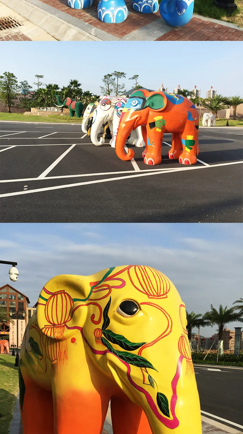 Pop Art Cute Cartoon Elephant Fiberglass  Figurine  For Decoration of The Shopping Mall Building Square