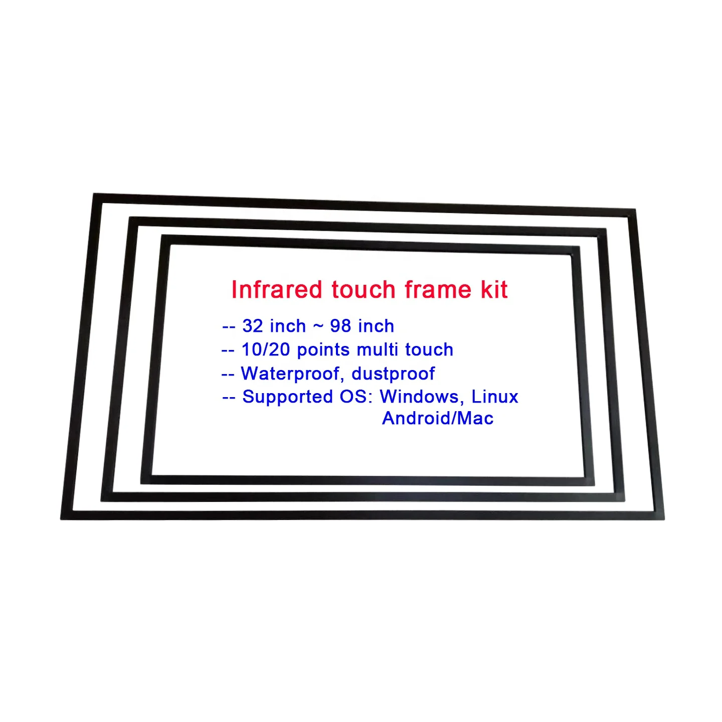 65' multi ir touch frame 65 inch ir touch frame for industrial interactive kiosk ir touch screen frame