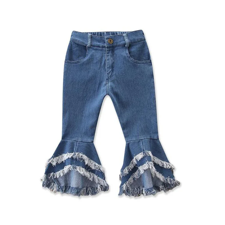
Top Fashion 2-6Years Kids Children Girls tassel Ripped flare Jeans 