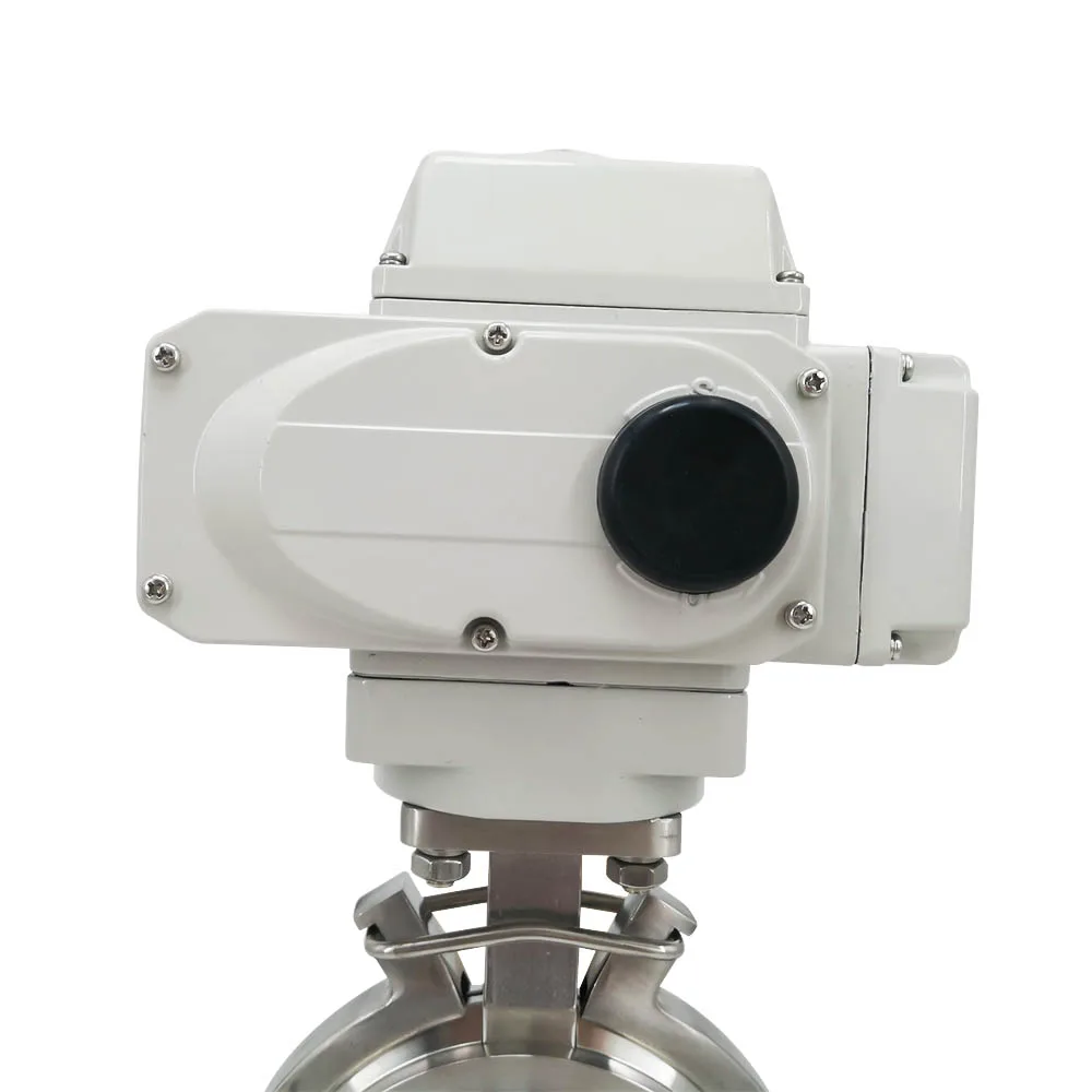 3A sanitary stainless steel weld electric motorized powder Butterfly Valves with PTFE gasket