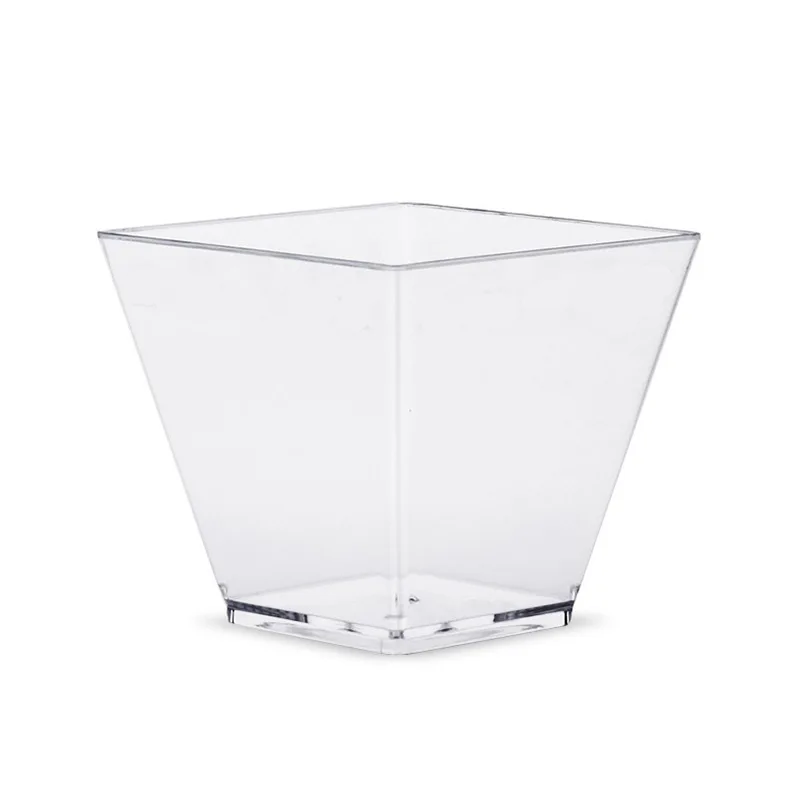 Wholesale transparent 60 ml square mousse hard plastic cup fruit pudding ice cream Dessert cup