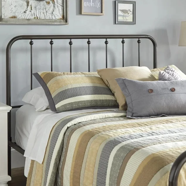 2019 Luxury Vintage Design European Style Wrought Metal Iron Bed Antique Brushed Gold King Size