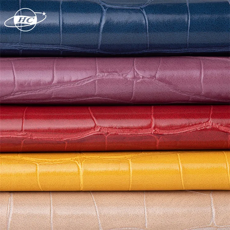 Crocodile pattern embossing warp knitted fabric medium hardness fabric pu for furniture and luggage