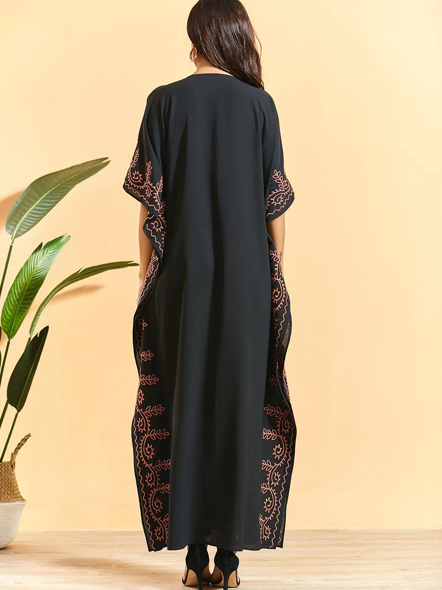 DR321 women batwing sleeve embroidery best selling monsoon kaftan caftan long dubai jalabiya abaya muslim dresses