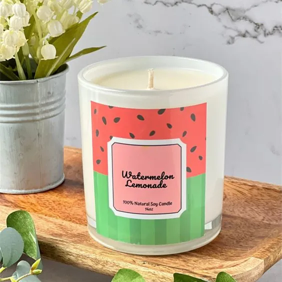 Huaming Wholesale DIY Handmade All Natural Soy Wax Scented Layered Candles Private Label Color Juicy Watermelon Scented Candle
