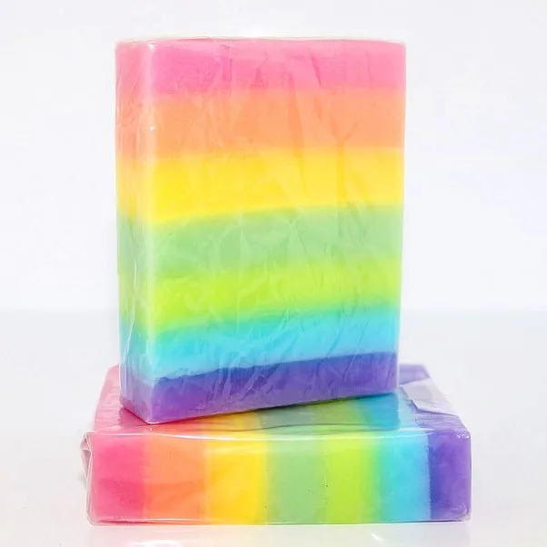 Seven colors mixed rainbow handwork cooling soap moisturizes deep cleansing essential oil soap
