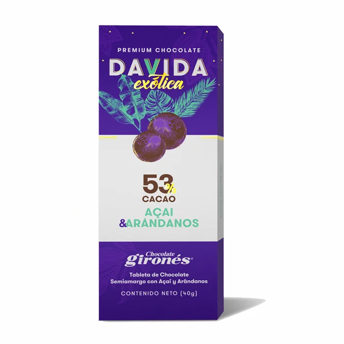 Приятный Гладкий сладкий шоколад DAVIDA, 53% какао с колумбийскими фруктами, акаи и клюква, впечатляющий вкус