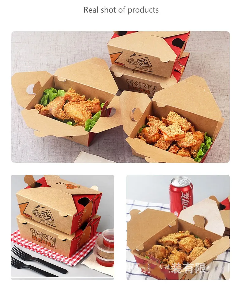Wholesale Disposable Leakproof Kraft Paper Takeaway Boxes Custom Services Food Take Out Paper Box