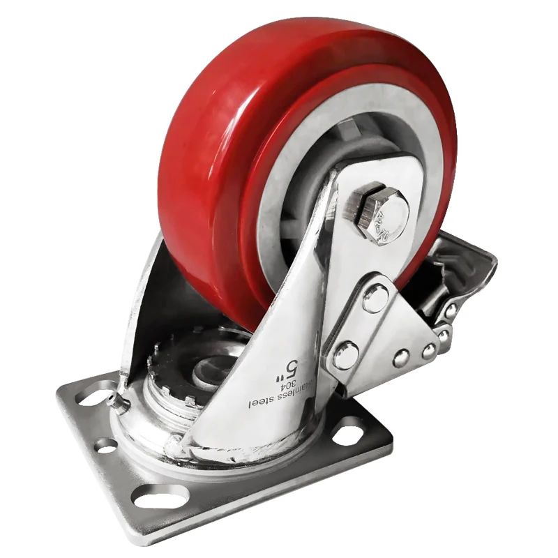 
Swivel red rubber casters 4