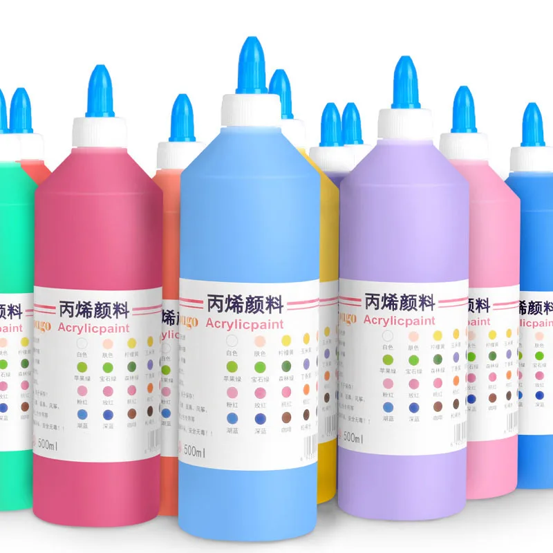 500ML Acrylic Paint High Flow & Ready to Pour Multi-purpose Paints for Kids DIY Canvas & Paper Rocks Wood and More