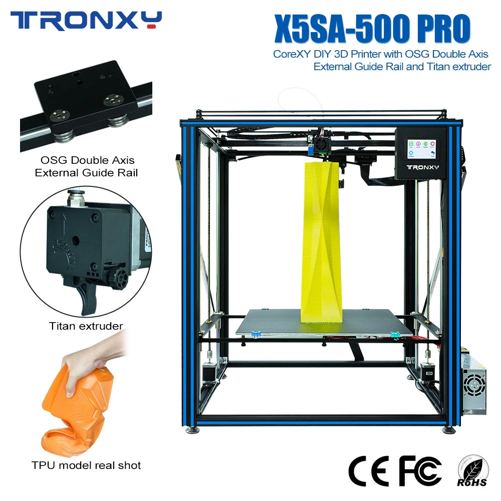 TRONXY X5SA-500 PRO направляющая версия 500*500*600 мм большой размер ЧПУ 3d принтер Corexy ультра-тихий драйвер impresora
