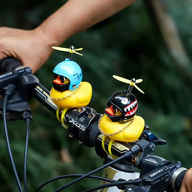 Fashionable Yellow Duck With Propeller Road Bike Led Bike Lights With Bike Bell