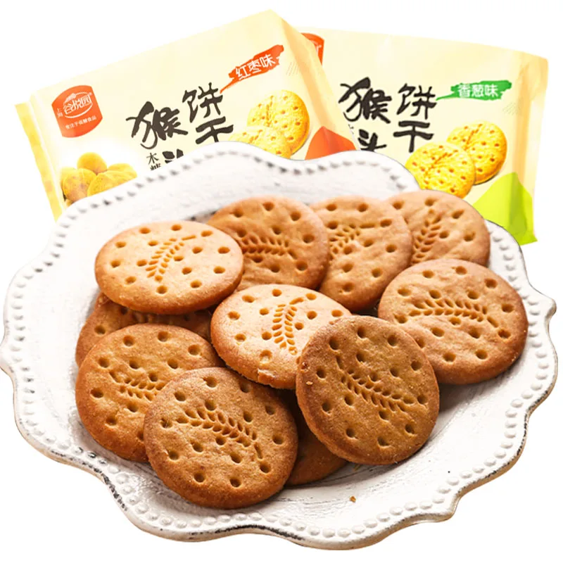 Wholesale high fiber oat meal replacement cookies dietary fiber sugar mellow fragrant green onion cookies snacks