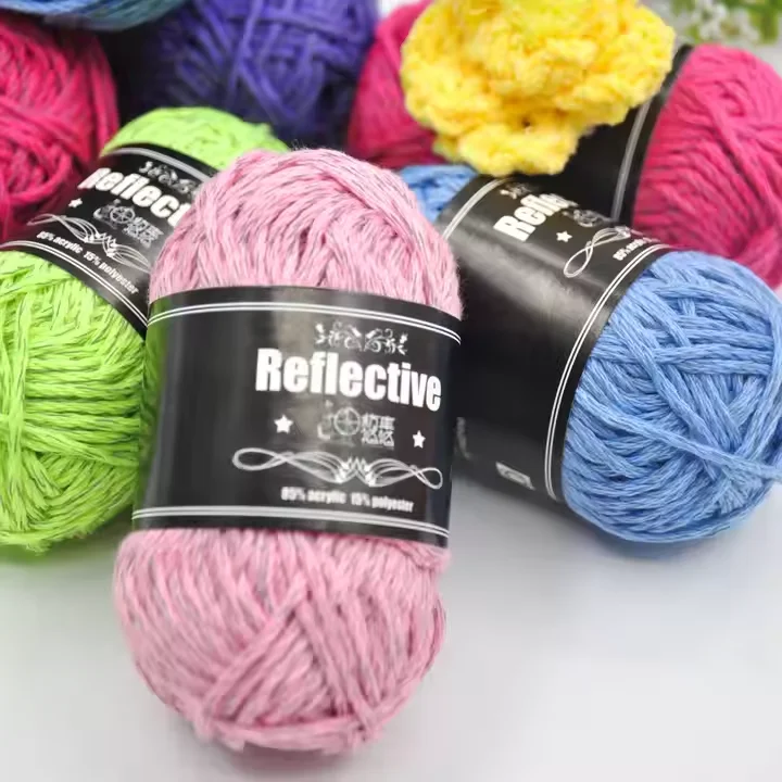 High Refraction Reflective Yarn Customised 85% Reflective Wool Yarn Ribbon Clothing Shoes and Hats Toys