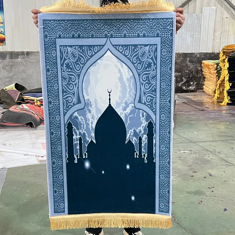Factory Wholesale Thick Foam Prayer Mat Muslim Prayer Mat Rug Gold Diamond Velvet Pilgrimage Rug Prayer Mat Memory Foam Carpet