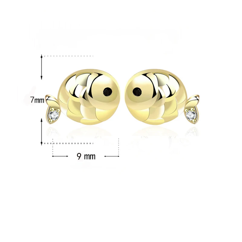 Factory Wholesale S925 Sterling Silver Rhodium Plated Pendant Gemstone Lovely Little Fish Stud Earrings for Girls Party Gift