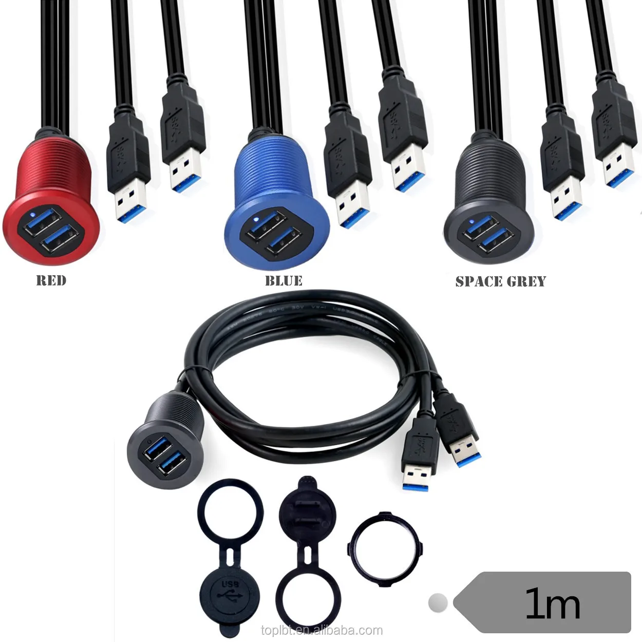  Светодиодный утапливаемый адаптер с двумя USB-портами для панели приборной автомобиля двойной порт USB 3 0 папа-мама панельные зарядные кабели типа