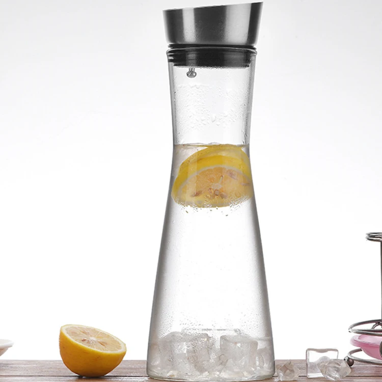 1L Mouth-blown Glass Pitcher Water Jug with Handle with Lid High Borosilicate Water Pots & Kettles Borosilicate Glass,glass