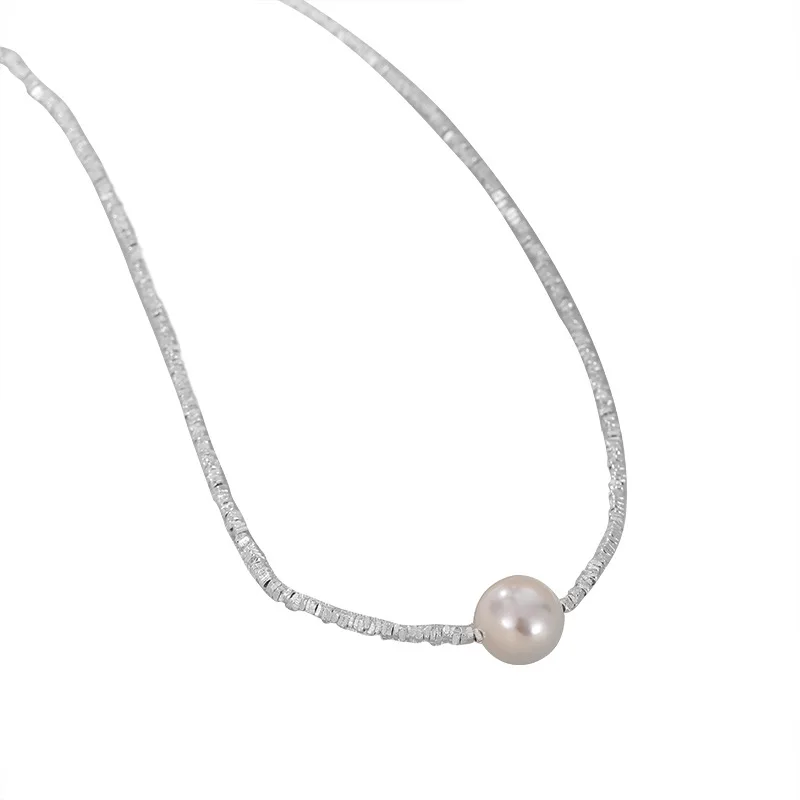Minimalist Irregular Fashion Jewelry 925 Sterling Silver Freshwater Pearl Necklace For Women