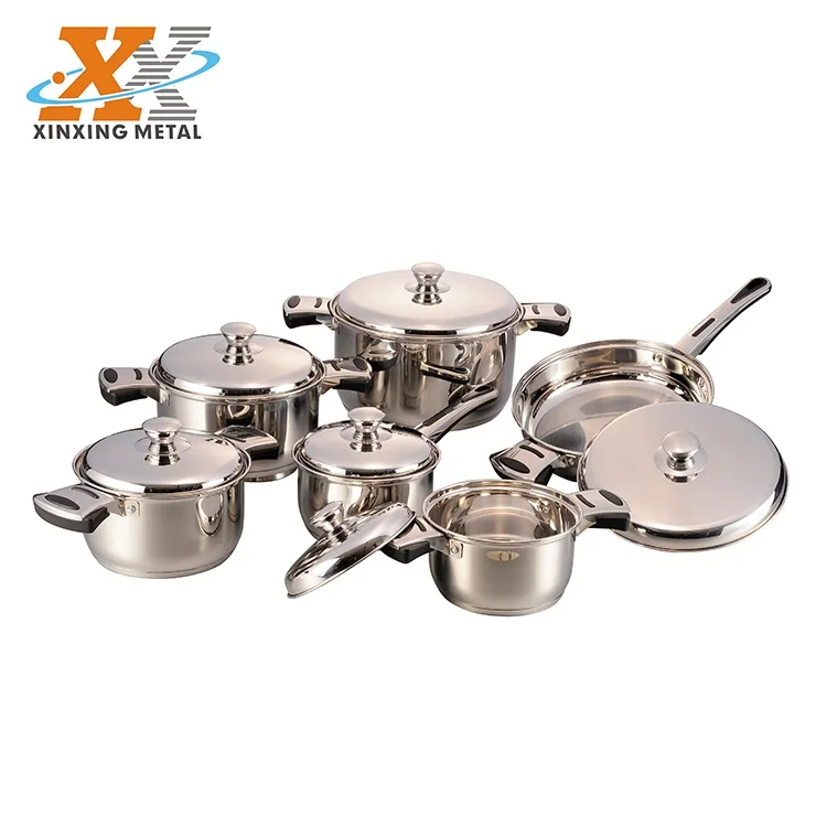 Stainless Steel 12Pcs European Home Cookware Set Cooking Pots And Pans