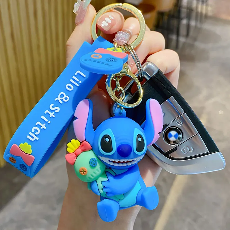 BaiMao cute cartoon Stitch pendant key chain backpack decor keyring 3d plastic PVC keychain