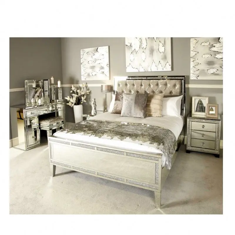 Exquisite Mirrored Glass Bedroom Furniture dubai bedroom furniture