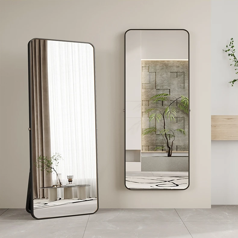 floor mirrors dressing mirror full square length large size oversized Full-length body free standing wall aluminum framed mirror