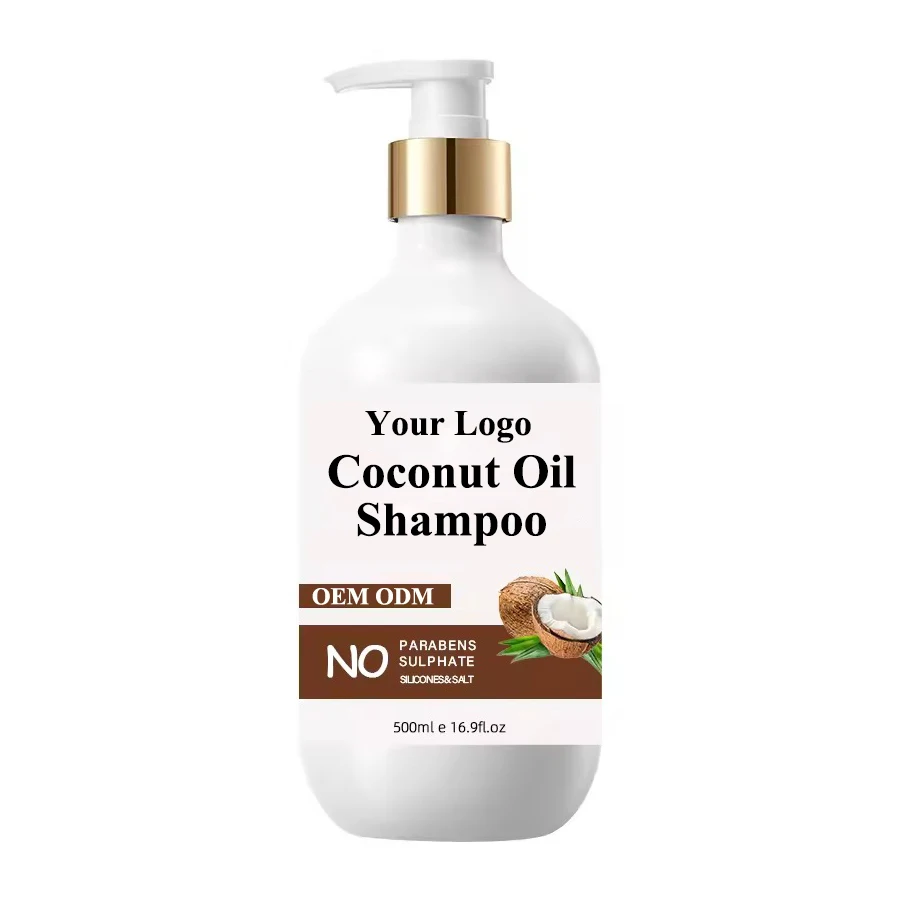 Custom logo organic coconut shampoo and conditioner set for hydrated and smooth hair