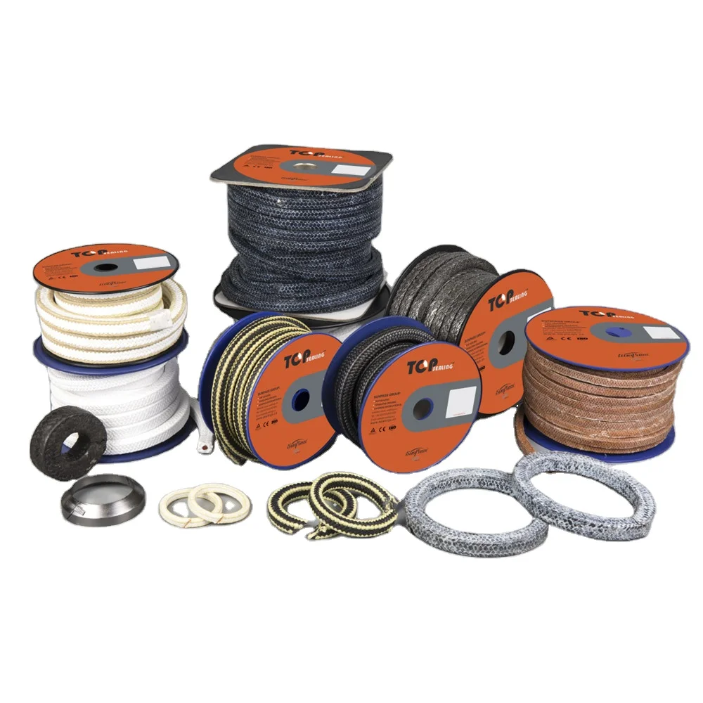Valve Pump Sealing Compression Packing Gland Packing PTFE Aramid Graphite  Acrylic Carbon Ramie Cotton Braided Packing