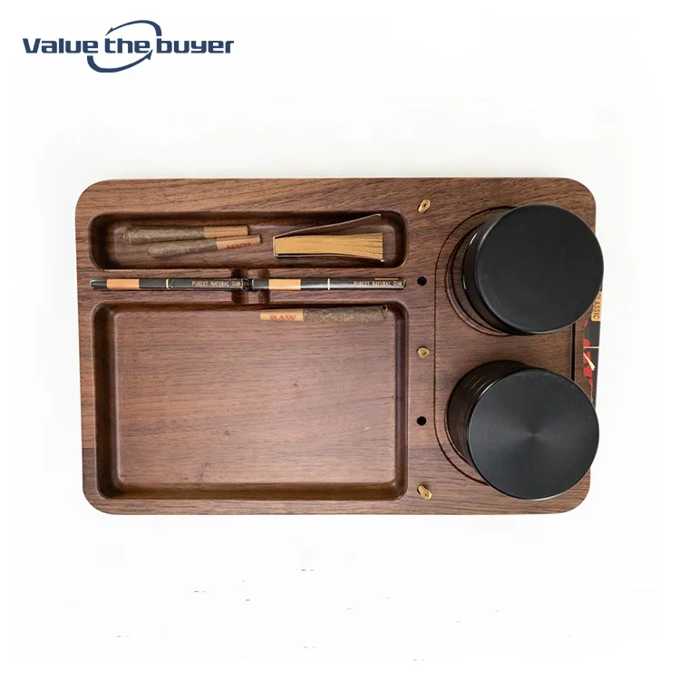 Custom Weed Hemp Gift Black Walnut Wood Weed Accessories Wood Bamboo Rolling Tray