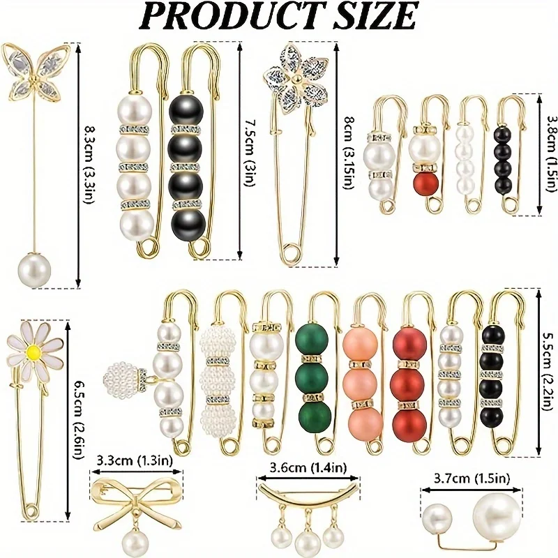 Wholesale Elegant and Charming Accessories 20 Pearl Brooch Set for Sweaters Shawls Waist and Collars