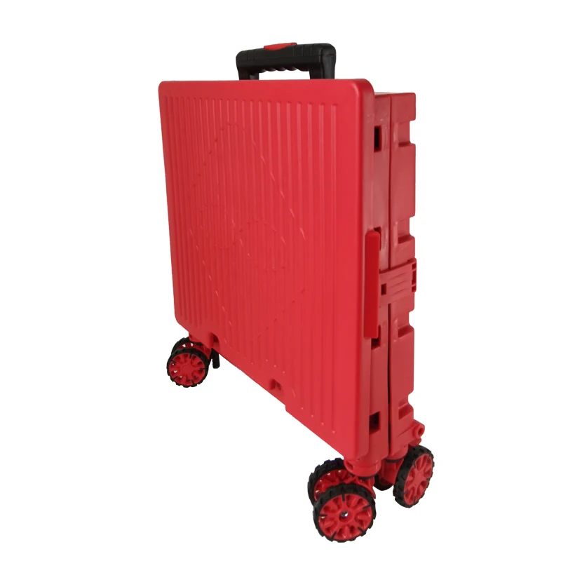Light weight folding cart   Shopping Trolley Plastic Folding Utility Cart with 4 wheels for Daily Use