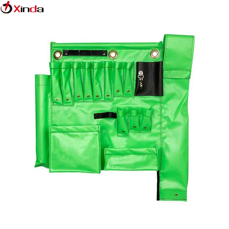 Custom Linemans 13 Pocket Heavy Vinyl Aerial Basket Tool Apron with Magnetic Strip