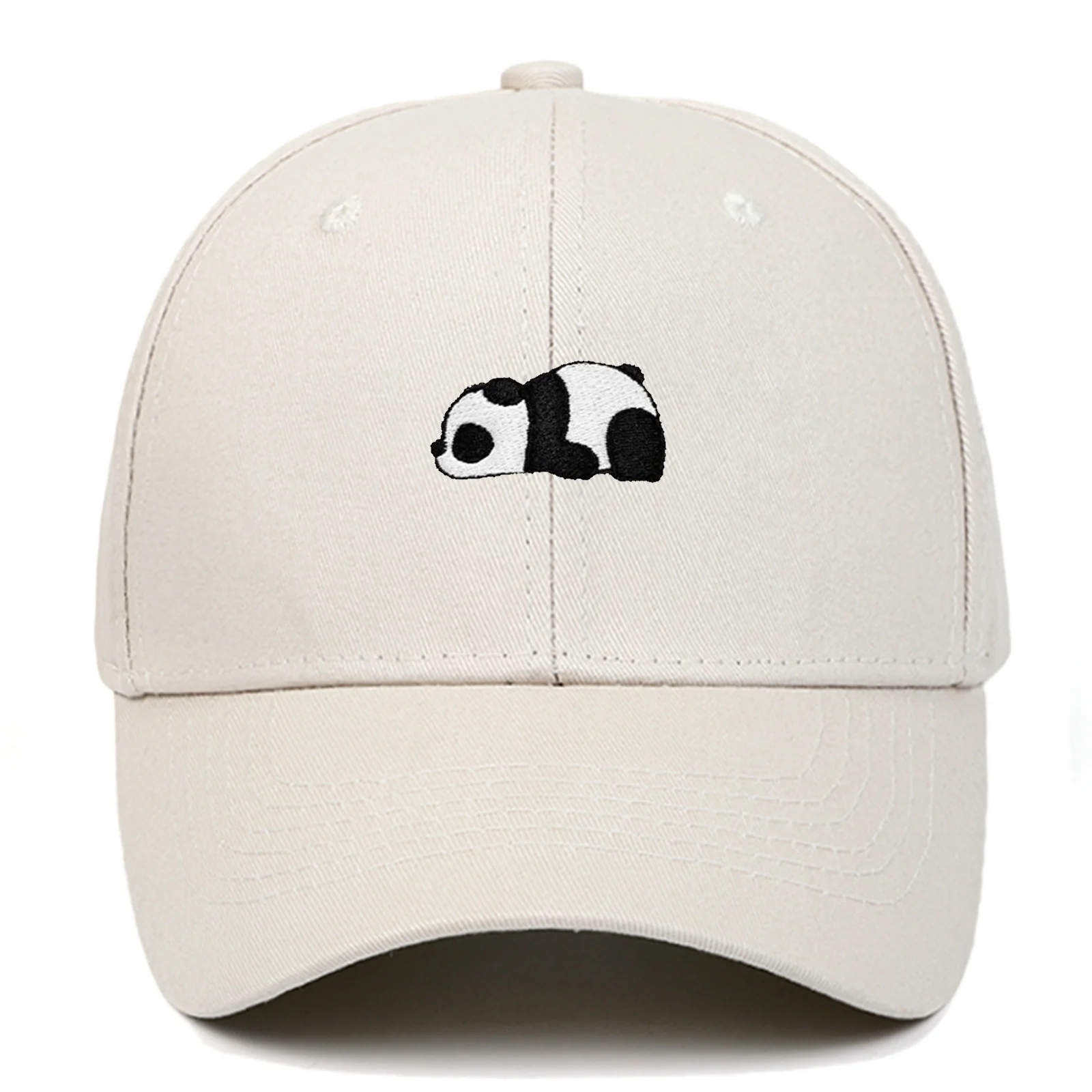 Custom  Flatted Embroidery 3 D Embroidery Printing Panda Logo Cotton Fabric Travelling Outdoor Activity Baseball Cap