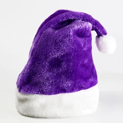 Высококачественная Роскошная фиолетовая плюшевая шапка Санты на заказ, Рождественское украшение для рождественской вечеринки