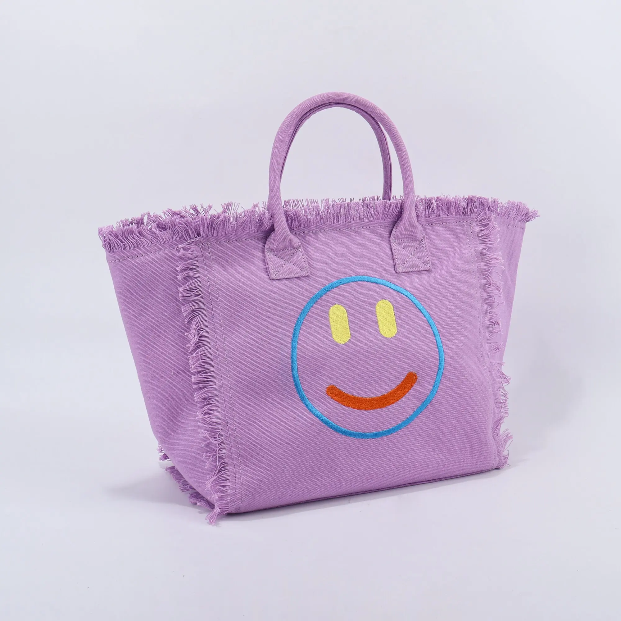 DIY Women Fashion Portable Summer Canvas Beach Tote Bag Large Capacity Waterproof Color Natural Tassel Cotton Canvas Tote Bag