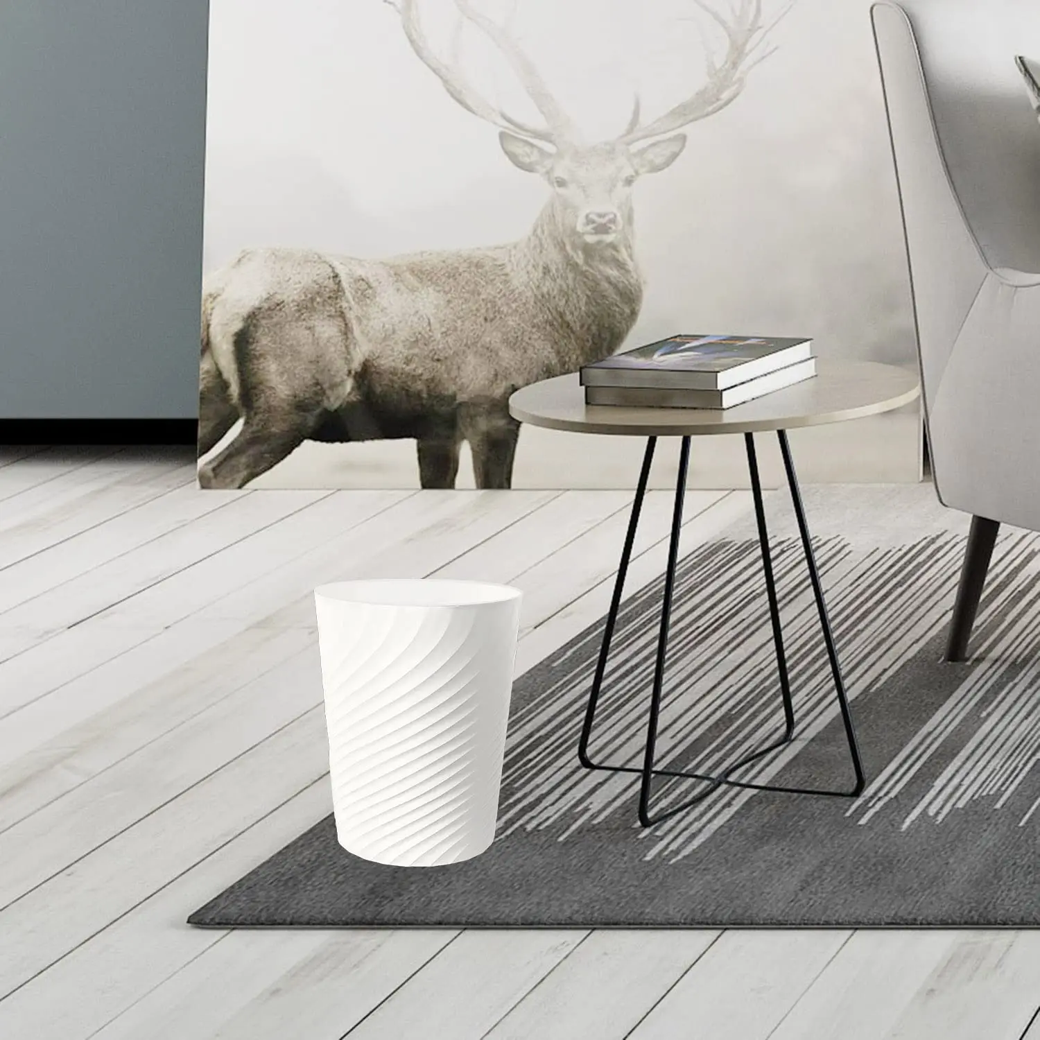 White 1.8 Gallon Small Trash Can Wastebasket Recycling Bin Slim Profile for Compact Spaces Bathroom, Office, Bedroom, Kitchen